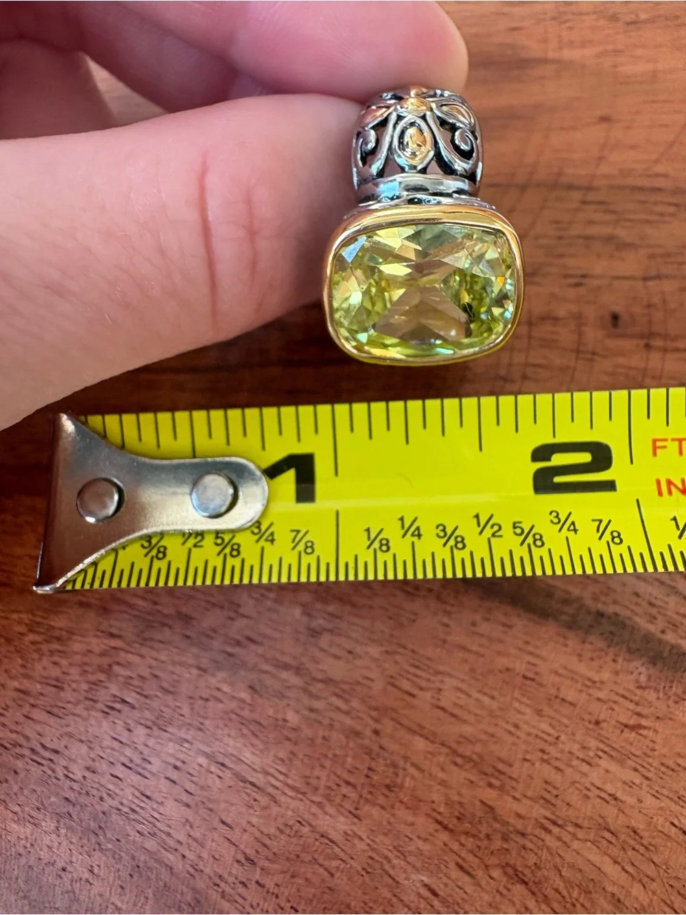 Vintage Yellow Cushion-Cut Statement Ring - Size 7.75